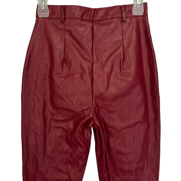 NWT Missguided Faux Leather Biker Slim Leg Trouser Burgundy Red Size 4 - Picture 6 of 9
